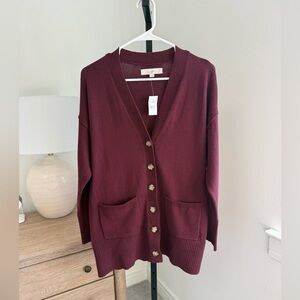 Loft Dark Red Burgundy Cardigan Size Medium